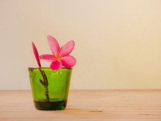 Flower in green vintage glass