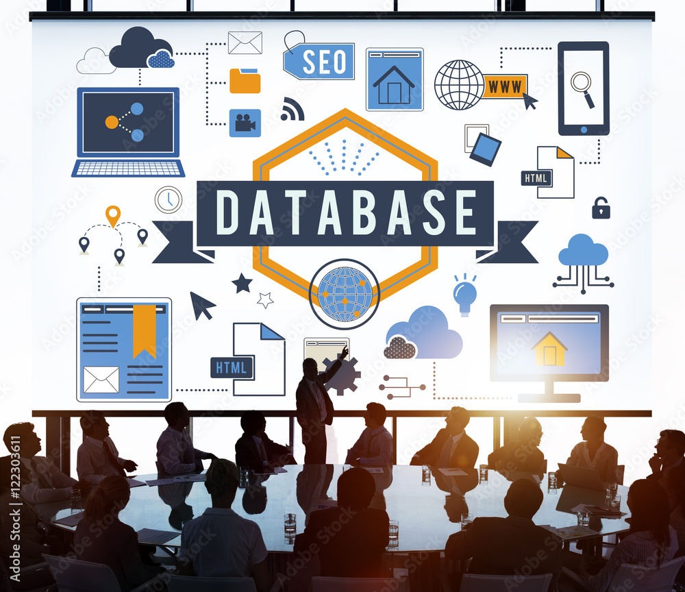 Poster database information server storage technology concept