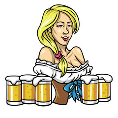 Oktoberfest Sexy Girl Holding The Beers Vector Illustration