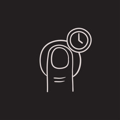 Hold timer gesture sketch icon.