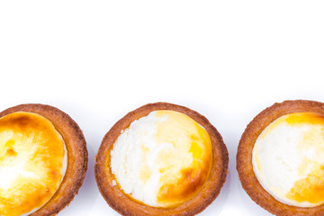 Cheese tart on white background .