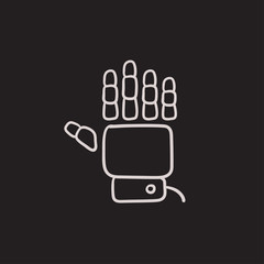 Robot hand sketch icon.