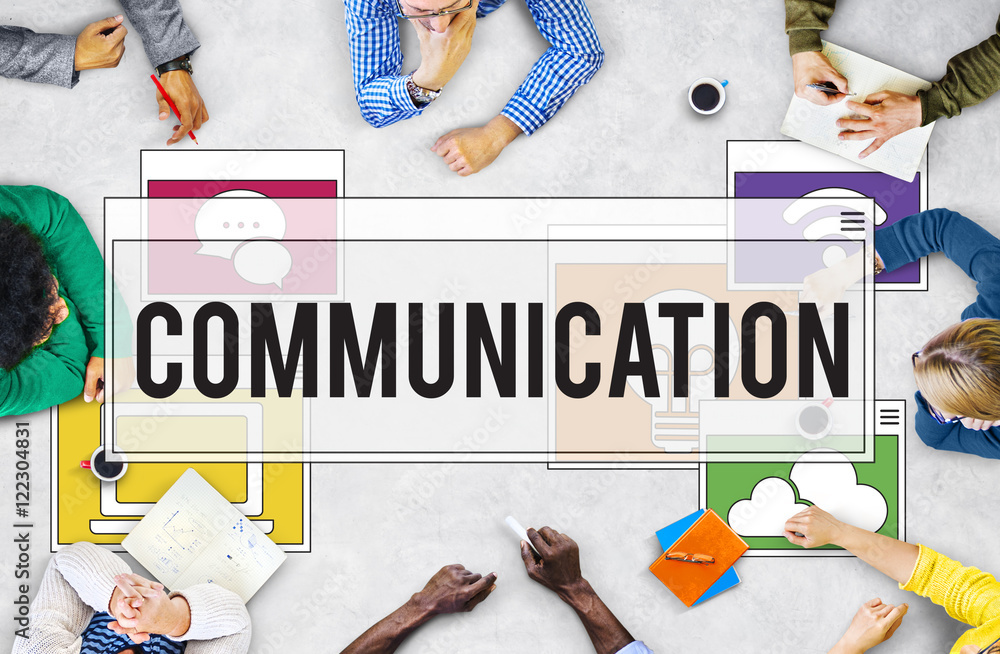 Poster communication technology online networking connection concept