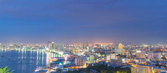 Fototapeta na wymiar Cityscape Night Pattaya, Chonburi, Thailand,Viewpoint 