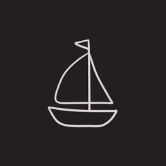 Sailboat sketch icon.