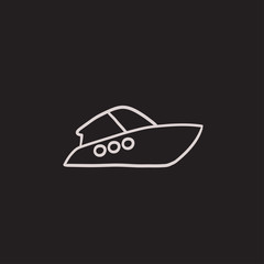 Speedboat sketch icon.