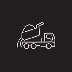 Dump truck sketch icon.