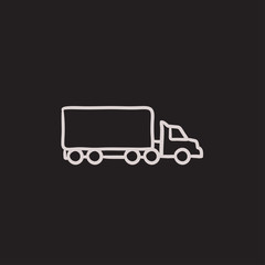 Delivery truck sketch icon.