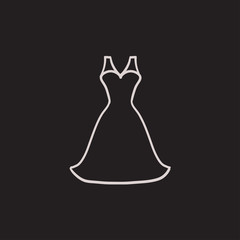 Wedding dress sketch icon.