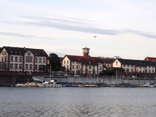 Riverside scenic view of river Neckar in Heidelberg, Germany