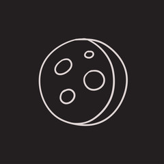 Moon surface with cheese holes sketch icon.