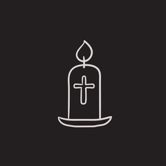 Easter candle sketch icon.