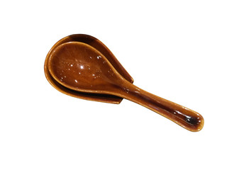 Japanese clay soup spoon isolated
