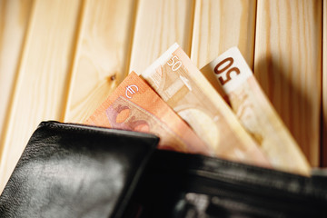 Wallet with Euro banknotes 