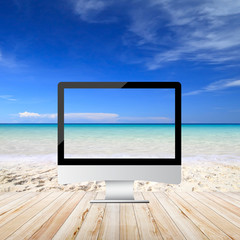 computer on the beach