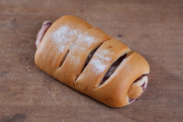 bread on wooden table background