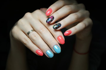 Awesome nails and beautiful clean manicure. Nails are natural. Manicure is made using nails drill machine.