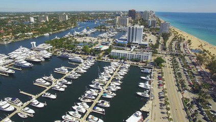 aerial view on tachts marina