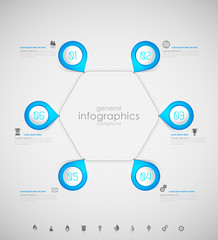 Infographic overview design template with blue labels.