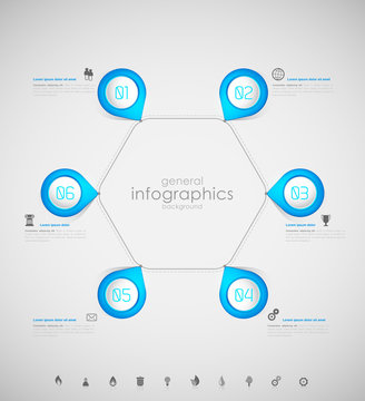 Infographic overview design template with blue labels.