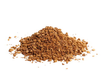 Pile of instant coffee grains isolated on white