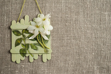 Linen background with wedding decoration