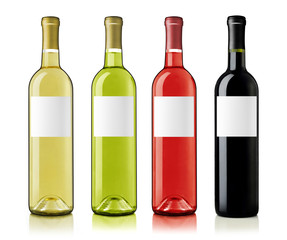 Wine bottles with labels assortments