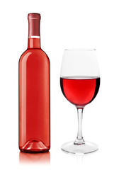 Rose wine bottle and glass