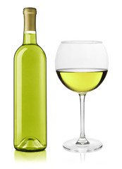 Wine bottle and glass