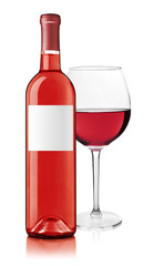 Rose wine bottle and glass