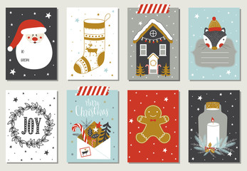 Set of creative 8 journaling cards. Christmas Posters set. - 122313436