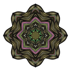 Abstract ethnic colored mandala ornamental pattern. Unique oriental style hand drawn design elements. templates for your designs