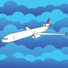 Naklejka premium plane flying high above and many cloud