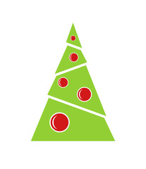 Green Christmas tree with red balls  