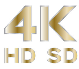 4k , hd , sd , tv Icon vector gold version