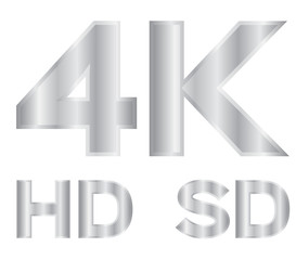 4k , hd , sd , tv Icon vector silver version