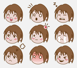 Cute japanese school girls , sailor uniform vector  , head version