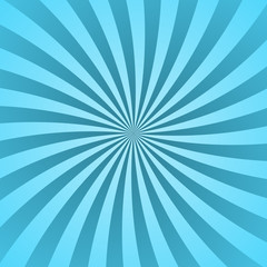 Blue rays poster. Popular ray star burst background television vintage. Dark-blue and light-blue abstract texture with sunburst, flare, beam. Retro art design. Glow bright pattern. Vector Illustration