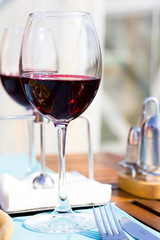 glasses with red wine