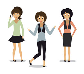 set with cute fashion girls