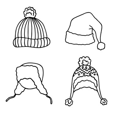 Cute vector winter hats set