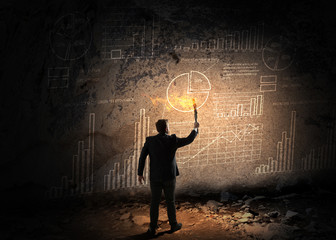 He is searching for solution . Mixed media