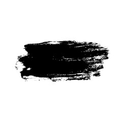 Grunge background brush stroke, isolated black on white. Abstract sketch to create border. Paint design template. Smear texture for banner. Dirty old effect. Print copy space. Vector illustration