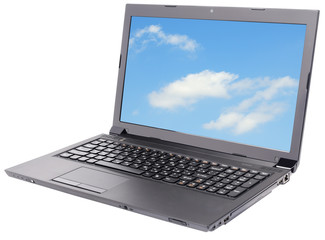 Laptop with sky wallpapers