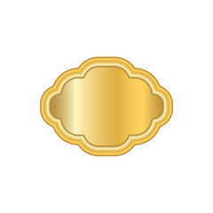 Gold frame. Beautiful simple golden design. Vintage style decorative border, isolated on white background. Deco elegant art object. Empty copy space for decoration, photo, banner. Vector illustration.