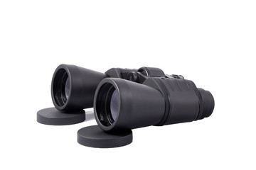 large black binoculars isolated on white