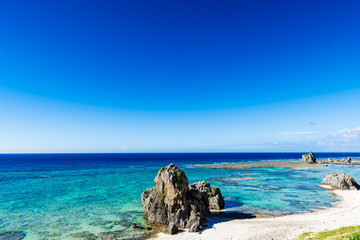 Obraz premium Coast, rock, landscape. Okinawa, Japan, Asia.