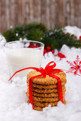 Glass of milk and cookies