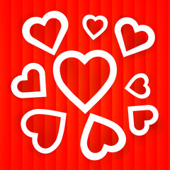 Vector holiday card with red hearts