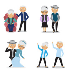 Older people in different costumes.